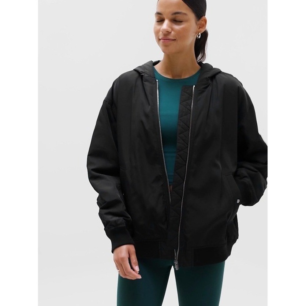 Athleta Upfield Bomber Jacket Black Medium New With Tags